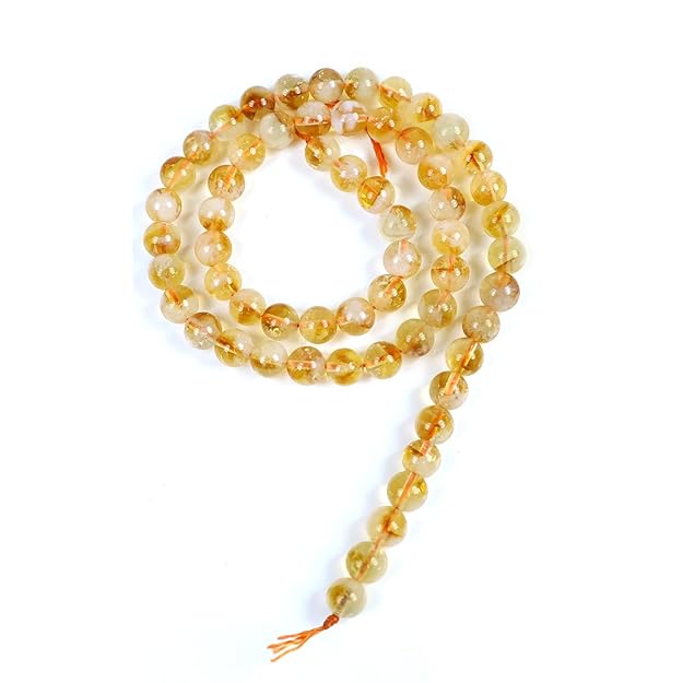 Natural Citrine AAA Stone Loose Beads 8 mm Round Bead | Crystal Stone Beads Strand/Lines for Jewellery Making Bracelets Beads Malas Beads