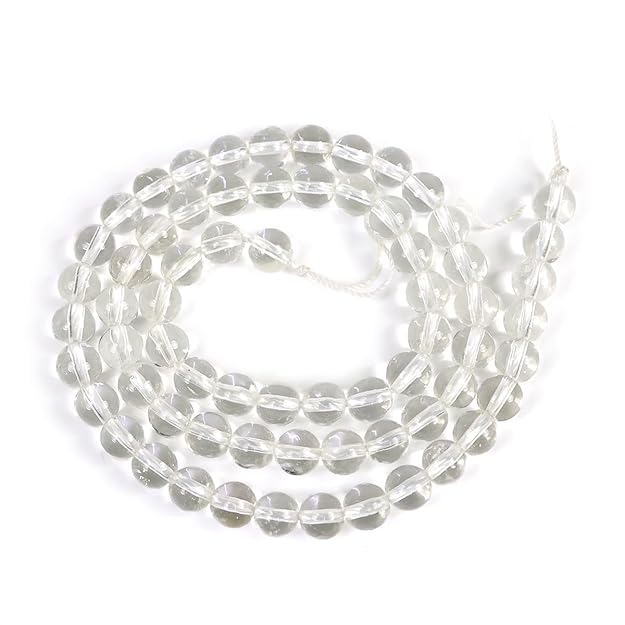 Natural Clear Quartz AAA Stone Loose Beads 8 mm Round Bead | Crystal Stone Beads Strand/Lines for Jewellery Making Bracelets Beads Malas Beads