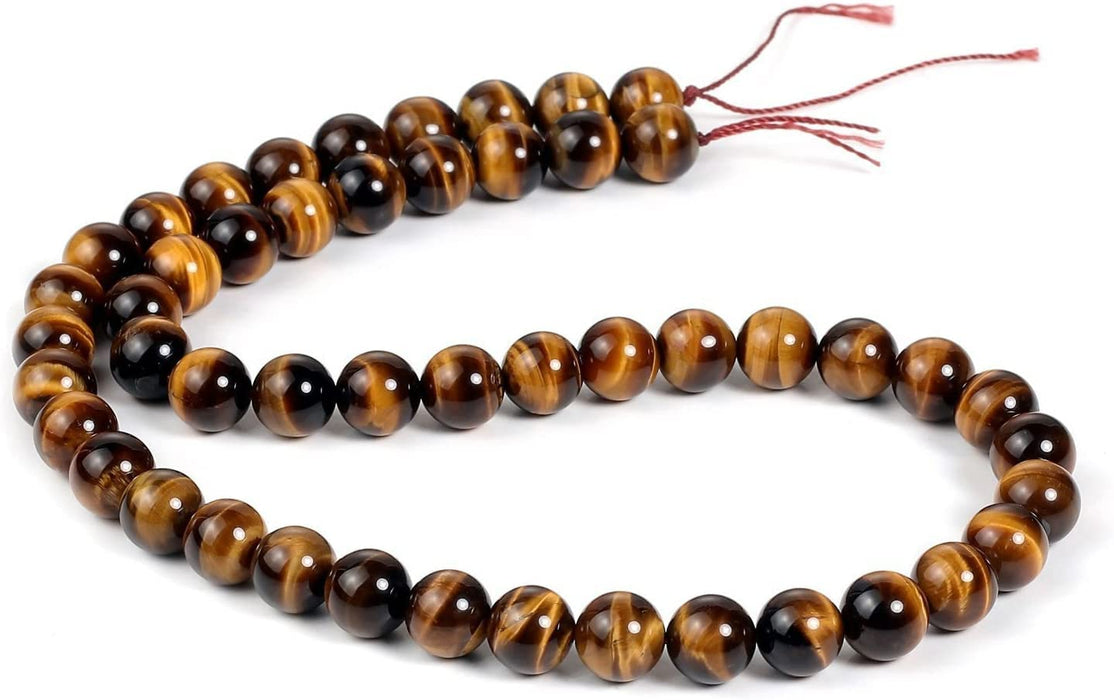 Natural Tiger Eye Stone Loose Beads 8 mm Round Bead | Crystal Stone Beads Strand/Lines for Jewellery Making Bracelets Beads Malas Beads for Jewellery Making Necklace/Bracelet/Mala