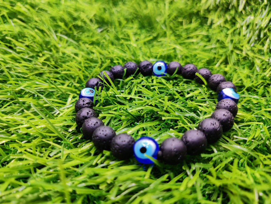 Buy VIRAASI Men Black & Blue Evil Eye Bracelet Online